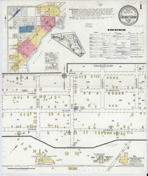 Coconut Grove Florida 1920 - Fire Insurance Index - Old Map Reprint