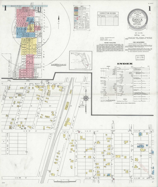 Dania Florida 1934 - Fire Insurance Index - Old Map Reprint