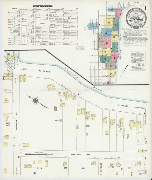 Daytona Florida 1912 - Fire Insurance Index - Old Map Reprint