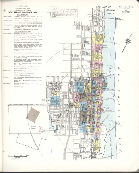 Daytona Florida 1955 V1 - Fire Insurance Index - Old Map Reprint