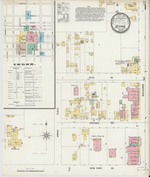 De Land Florida 1897 - Fire Insurance Index - Old Map Reprint