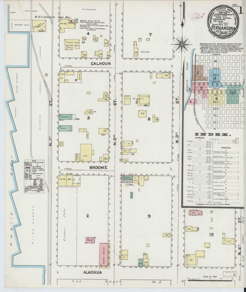 Fernandina Florida 1891 - Fire Insurance Index - Old Map Reprint