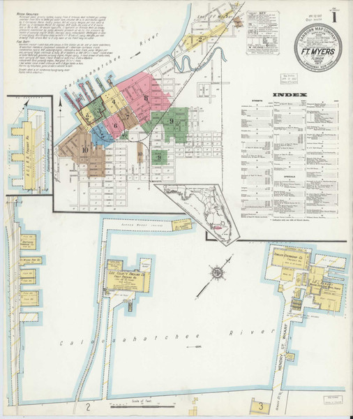 Fort Myers Florida 1917 - Fire Insurance Index - Old Map Reprint