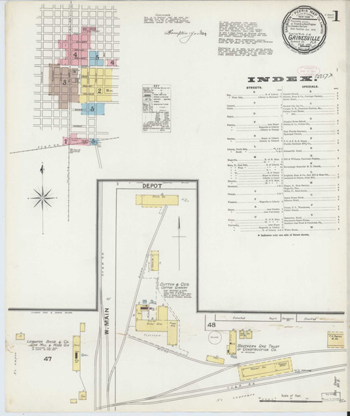 Gainesville Florida 1892 - Fire Insurance Index - Old Map Reprint