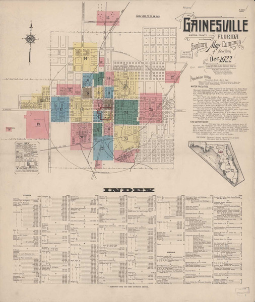 Gainesville Florida 1922 - Fire Insurance Index - Old Map Reprint