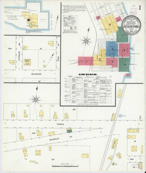 Green Cove Springs Florida 1909 - Fire Insurance Index - Old Map Reprint
