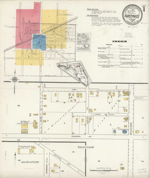 Hastings Florida 1921 - Fire Insurance Index - Old Map Reprint