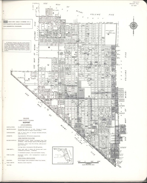 Hialeah Florida 1958 - Fire Insurance Index - Old Map Reprint