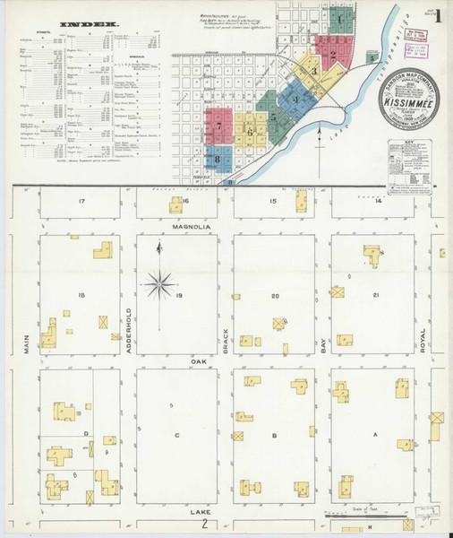 Kissimmee Florida 1909 - Fire Insurance Index - Old Map Reprint