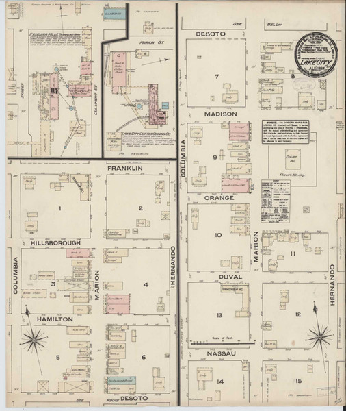 Lake City Florida 1884 - Fire Insurance Index - Old Map Reprint