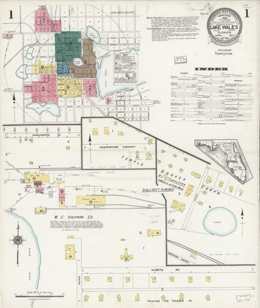 Lake Wales Florida 1924 - Fire Insurance Index - Old Map Reprint