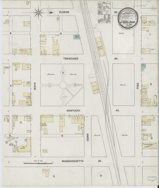 Lakeland Florida 1889 - Fire Insurance Index - Old Map Reprint
