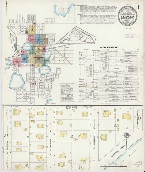 Lakeland Florida 1913 - Fire Insurance Index - Old Map Reprint