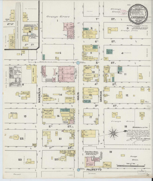 Leesburg Florida 1890 - Fire Insurance Index - Old Map Reprint
