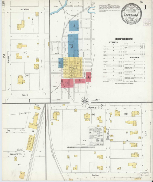 Leesburg Florida 1906 - Fire Insurance Index - Old Map Reprint