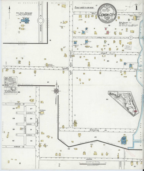 Lemon City Florida 1920 - Fire Insurance Index - Old Map Reprint
