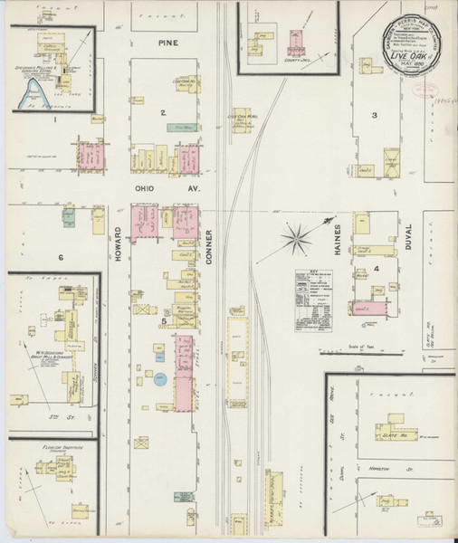 Live Oak Florida 1890 - Fire Insurance Index - Old Map Reprint