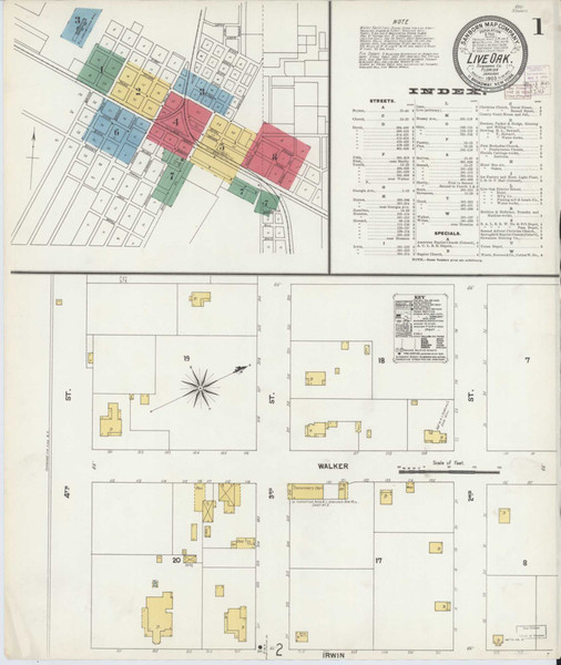 Live Oak Florida 1903 - Fire Insurance Index - Old Map Reprint
