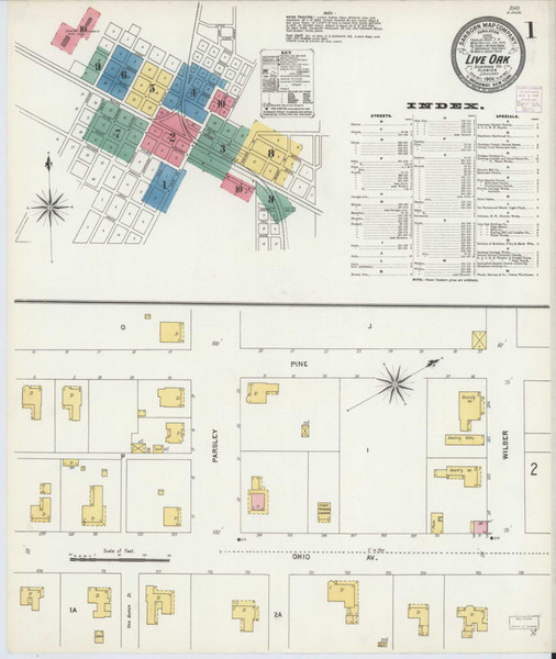 Live Oak Florida 1906 - Fire Insurance Index - Old Map Reprint