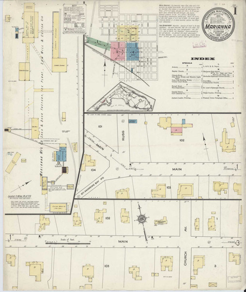 Marianna Florida 1913 - Fire Insurance Index - Old Map Reprint