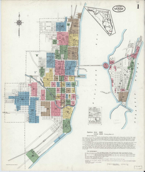 Miami Florida 1918 - Fire Insurance Index - Old Map Reprint