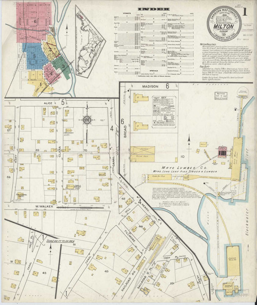 Milton Florida 1917 - Fire Insurance Index - Old Map Reprint