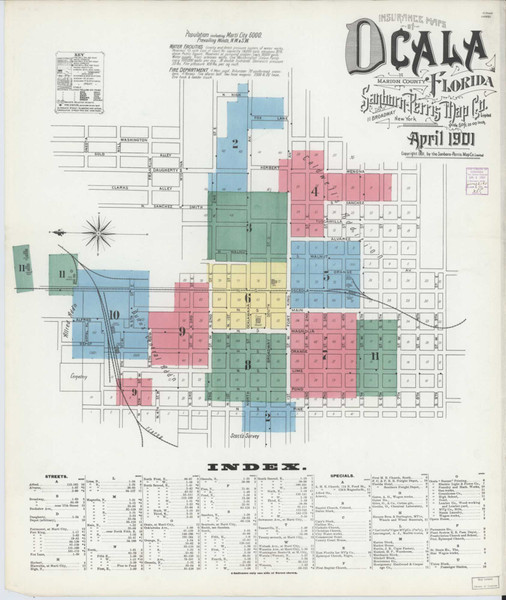 Ocala Florida 1901 - Fire Insurance Index - Old Map Reprint