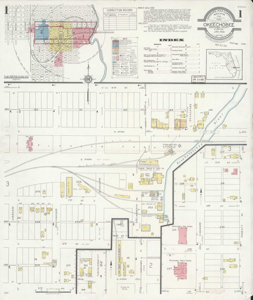 Okeechobee Florida 1933 - Fire Insurance Index - Old Map Reprint
