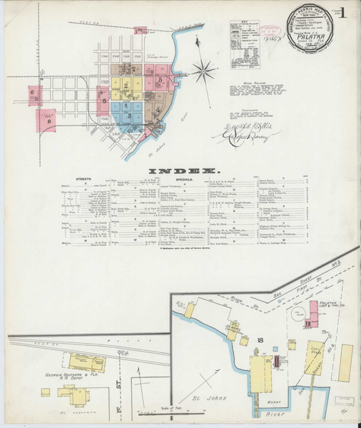 Palatka Florida 1892 - Fire Insurance Index - Old Map Reprint