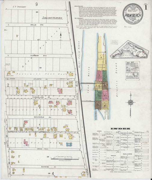 Palm Beach Florida 1919 - Fire Insurance Index - Old Map Reprint