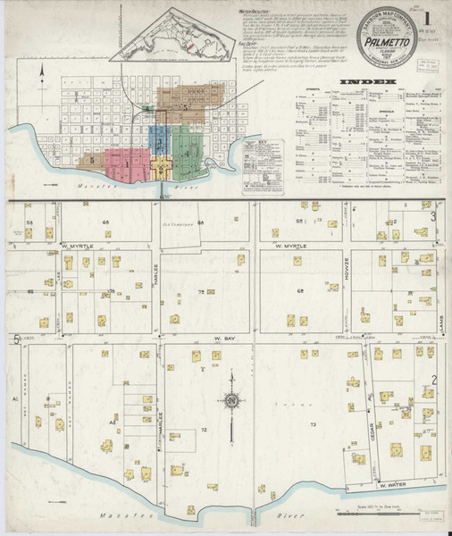 Palmetto Florida 1917 - Fire Insurance Index - Old Map Reprint