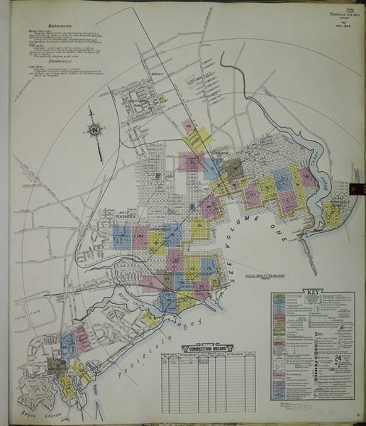Pensacola Florida 1951 V2 - Fire Insurance Index - Old Map Reprint