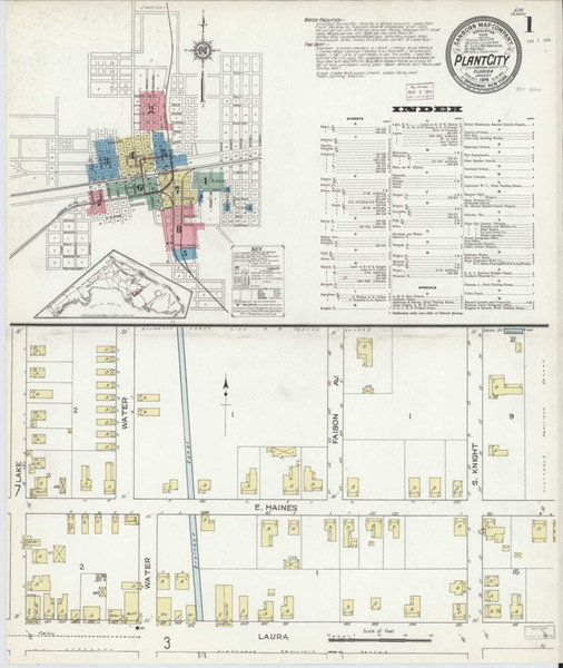 Plant City Florida 1914 - Fire Insurance Index - Old Map Reprint