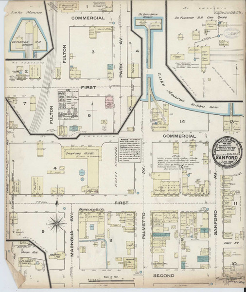 Sanford Florida 1884 - Fire Insurance Index - Old Map Reprint