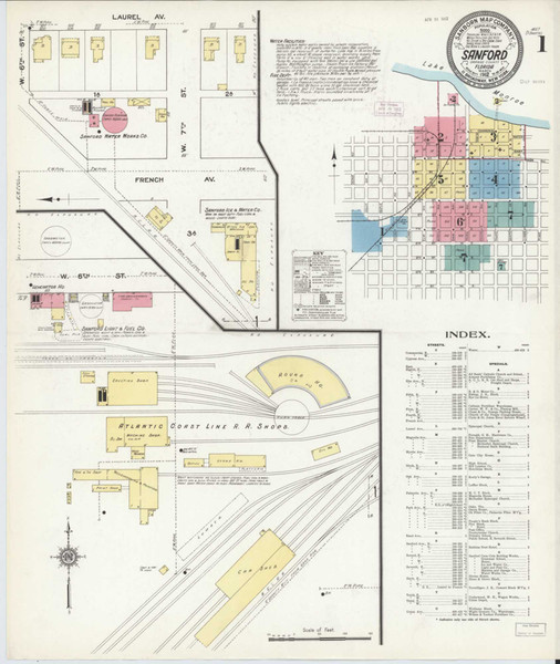 Sanford Florida 1912 - Fire Insurance Index - Old Map Reprint