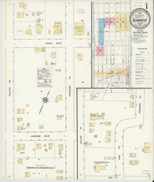 Seabreeze Florida 1912 - Fire Insurance Index - Old Map Reprint