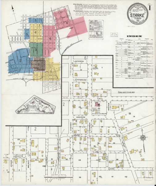Starke Florida 1920 - Fire Insurance Index - Old Map Reprint