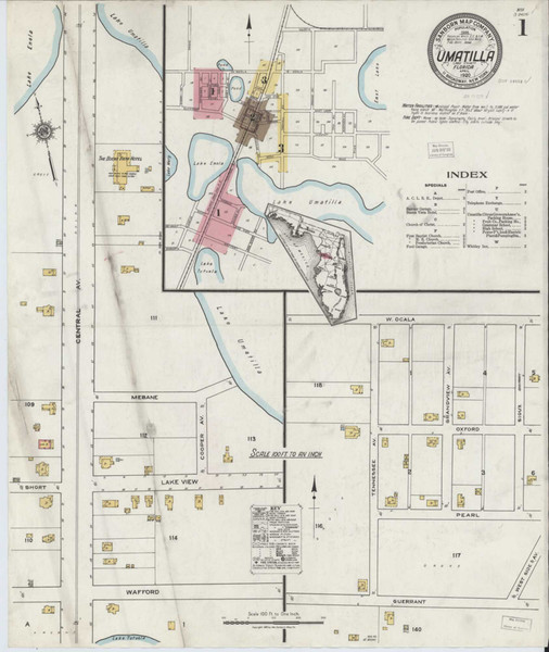 Umatilla Florida 1920 - Fire Insurance Index - Old Map Reprint