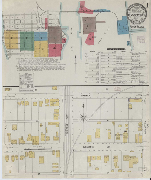 West Palm Beach Florida 1908 - Fire Insurance Index - Old Map Reprint