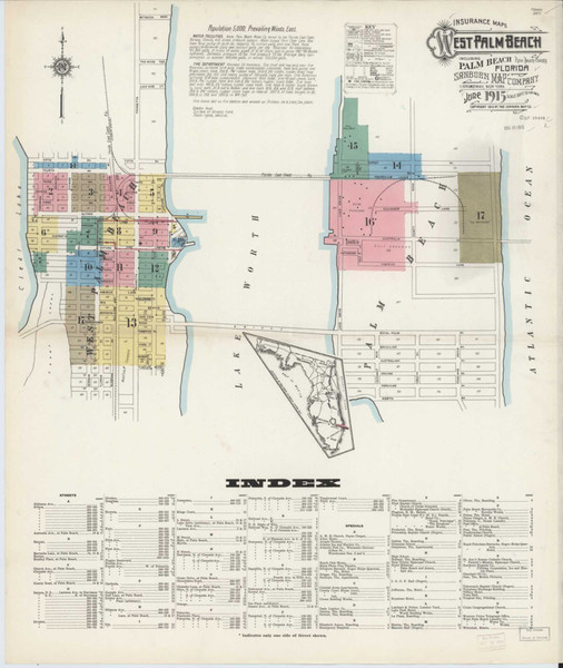 West Palm Beach Florida 1915 - Fire Insurance Index - Old Map Reprint