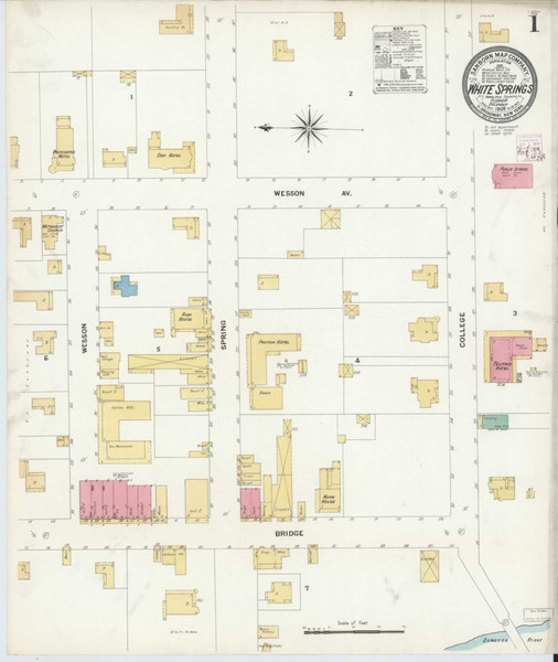 White Springs Florida 1908 - Fire Insurance Index - Old Map Reprint
