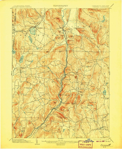 Cornwall, CT 1903 (1907) USGS Old Topo Map Reprint 15x15 CT Quad 330993