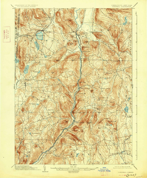 Cornwall, CT 1903 (1927) USGS Old Topo Map Reprint 15x15 CT Quad 330996