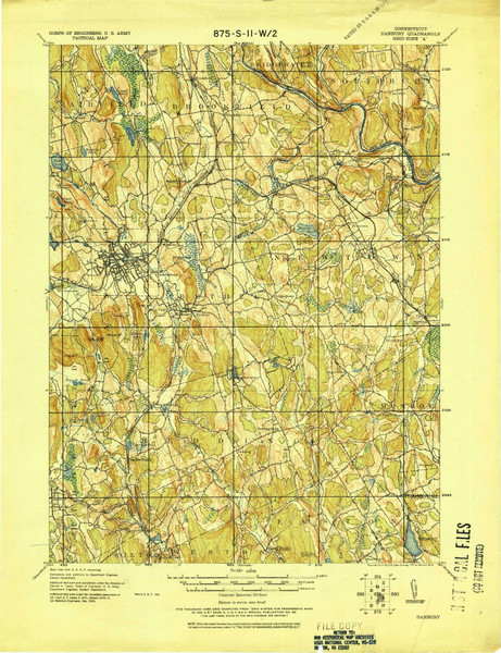 Danbury, CT 1915 (1921) USGS Old Topo Map Reprint 15x15 CT Quad 331006