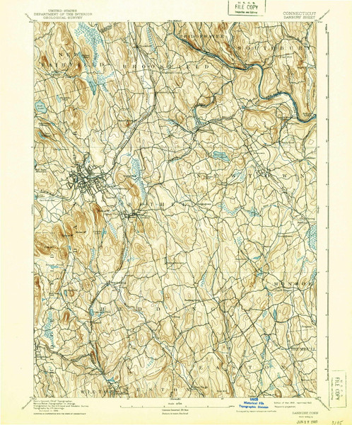 Danbury, CT 1892 (1940) USGS Old Topo Map Reprint 15x15 CT Quad 331011