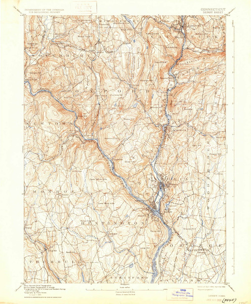 Derby, Connecticut 1893 (1933) USGS Old Topo Map Reprint 15x15 CT Quad 331022