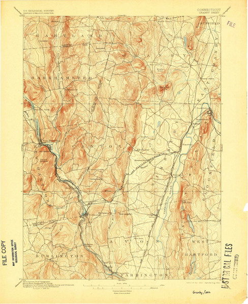 Granby, CT 1892 (1905) USGS Old Topo Map Reprint 15x15 CT Quad 331035