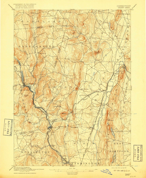 Granby, CT 1892 (1917) USGS Old Topo Map Reprint 15x15 CT Quad 331037
