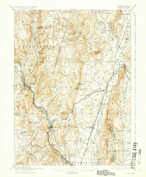 Granby, CT 1892 (1925) USGS Old Topo Map Reprint 15x15 CT Quad 331038