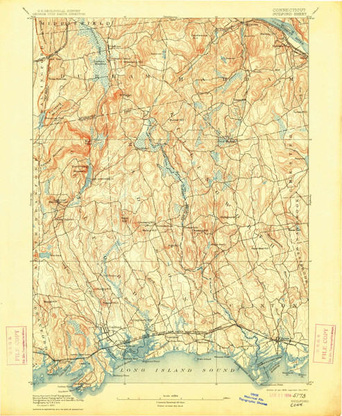 Guilford, CT 1893 (1913) USGS Old Topo Map Reprint 15x15 CT Quad 331044